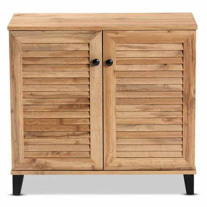 Baxton Studio - Coolidge Shoe Cabinet in Oak Brown/Dark Brown - FP-01LV-Wotan Oak view 3