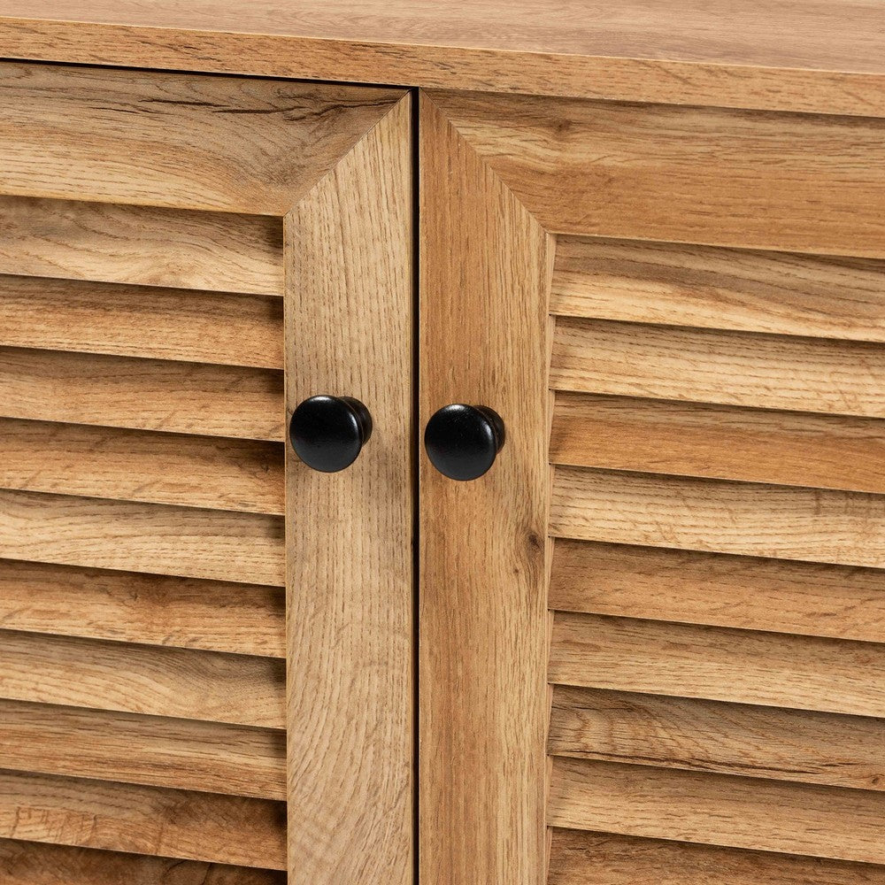 Baxton Studio - Coolidge Shoe Cabinet in Oak Brown/Dark Brown - FP-01LV-Wotan Oak view 5