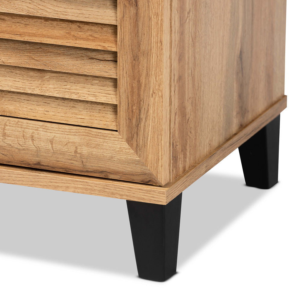 Baxton Studio - Coolidge Shoe Cabinet in Oak Brown/Dark Brown - FP-01LV-Wotan Oak view 6