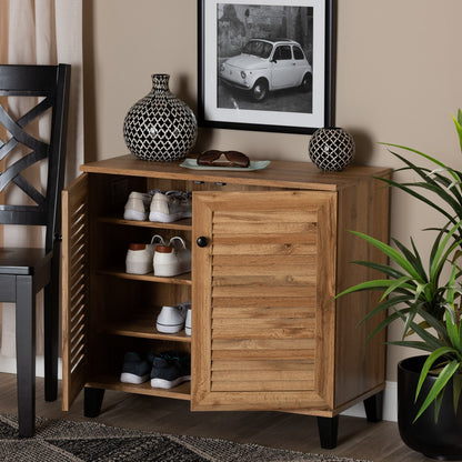 Baxton Studio - Coolidge Shoe Cabinet in Oak Brown/Dark Brown - FP-01LV-Wotan Oak view 9