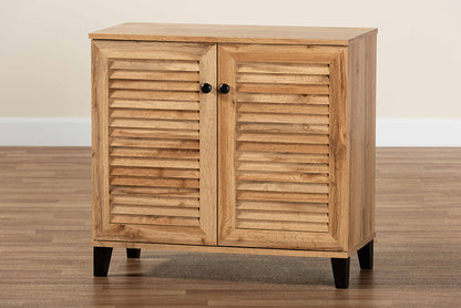 Baxton Studio - Coolidge Shoe Cabinet in Oak Brown/Dark Brown - FP-01LV-Wotan Oak view 10