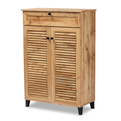 Baxton Studio - Coolidge Shoe Cabinet in Oak Brown/Dark Brown - FP-03LV-Wotan Oak view 1
