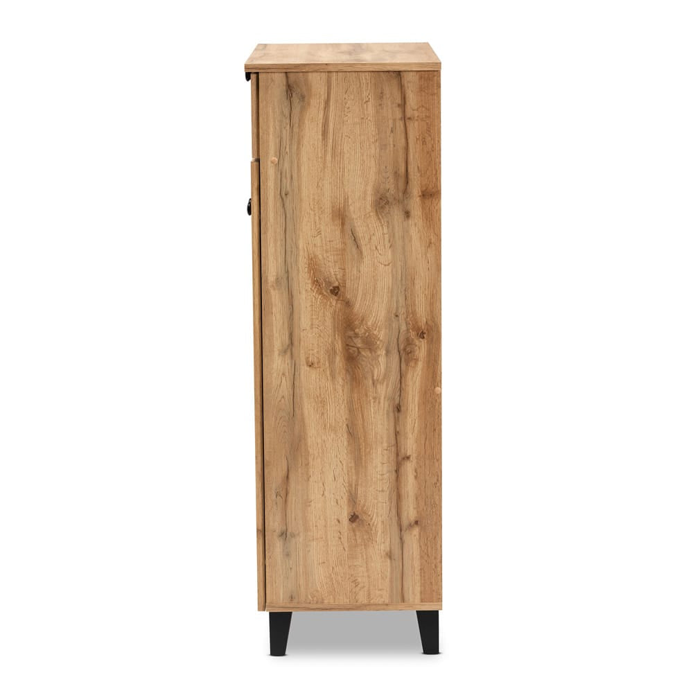 Baxton Studio - Coolidge Shoe Cabinet in Oak Brown/Dark Brown - FP-03LV-Wotan Oak view 4