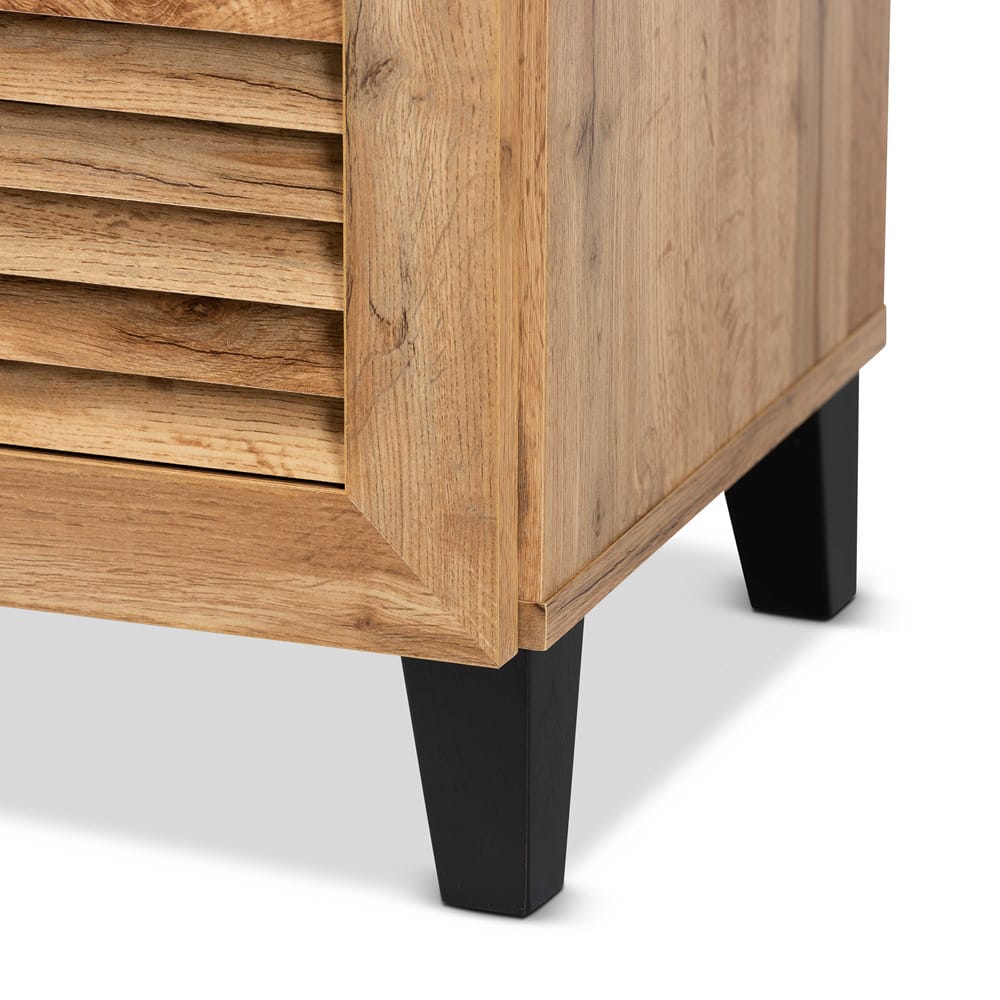 Baxton Studio - Coolidge Shoe Cabinet in Oak Brown/Dark Brown - FP-03LV-Wotan Oak view 6