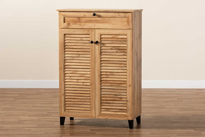 Baxton Studio - Coolidge Shoe Cabinet in Oak Brown/Dark Brown - FP-03LV-Wotan Oak view 10