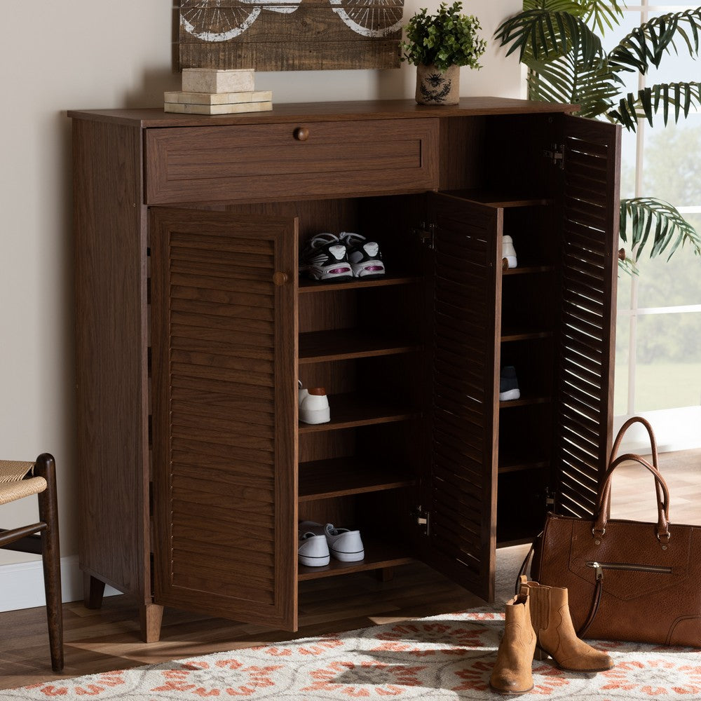 Baxton Studio - Coolidge Shoe Cabinet in Walnut - FP-05LV-Walnut view 7