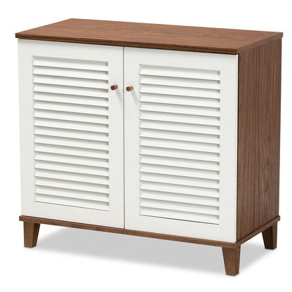 Baxton Studio - Coolidge Shoe Cabinet in White/Walnut - FP-01LV-Walnut/White view 1
