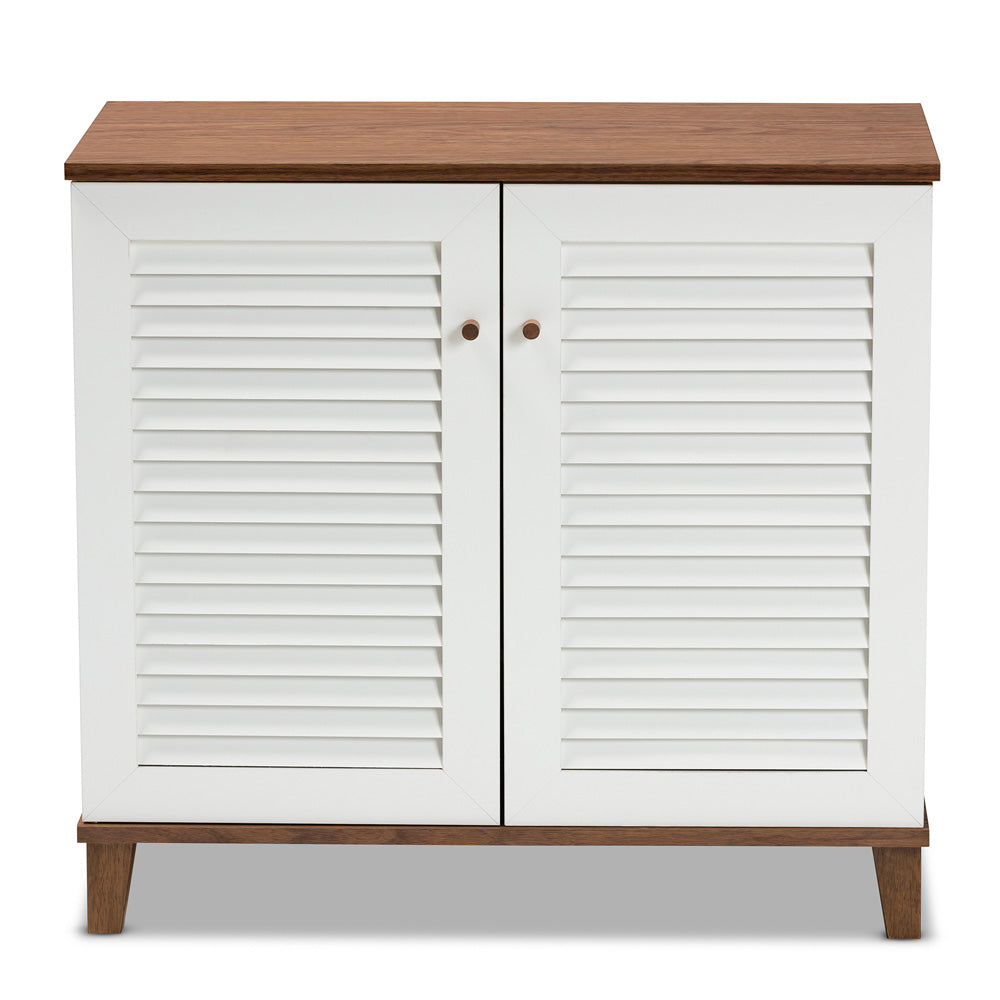 Baxton Studio - Coolidge Shoe Cabinet in White/Walnut - FP-01LV-Walnut/White view 3