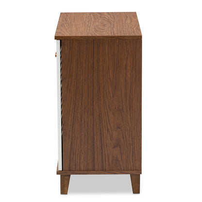 Baxton Studio - Coolidge Shoe Cabinet in White/Walnut - FP-01LV-Walnut/White view 4