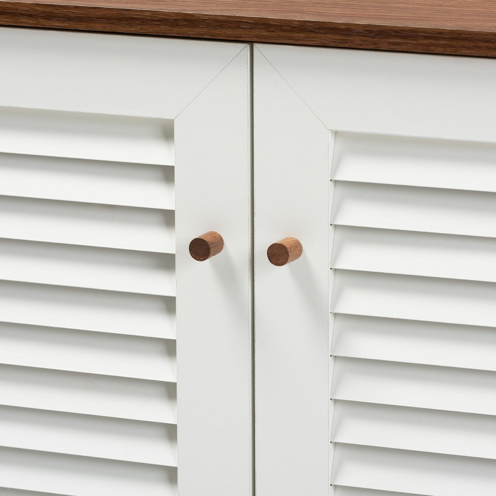 Baxton Studio - Coolidge Shoe Cabinet in White/Walnut - FP-01LV-Walnut/White view 5
