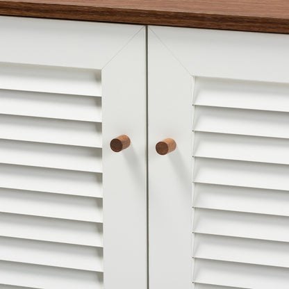 Baxton Studio - Coolidge Shoe Cabinet in White/Walnut - FP-01LV-Walnut/White view 5