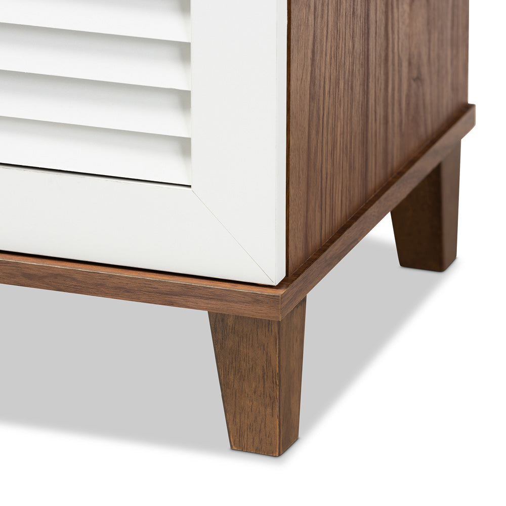 Baxton Studio - Coolidge Shoe Cabinet in White/Walnut - FP-01LV-Walnut/White view 6