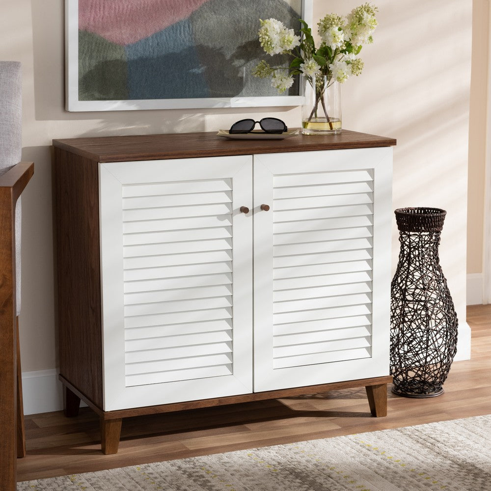Baxton Studio - Coolidge Shoe Cabinet in White/Walnut - FP-01LV-Walnut/White view 7