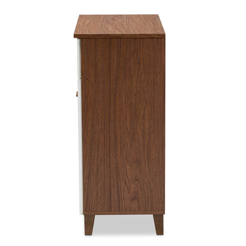 Baxton Studio - Coolidge Shoe Cabinet in White/Walnut - FP-02LV-Walnut/White view 4