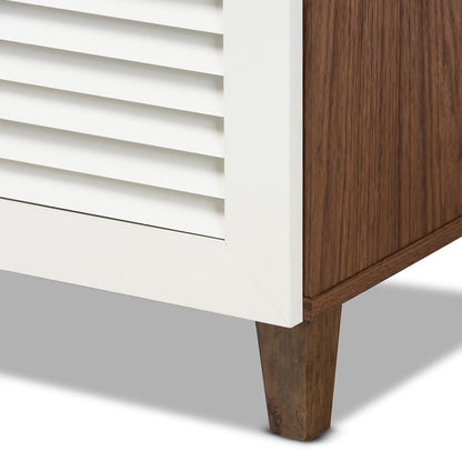 Baxton Studio - Coolidge Shoe Cabinet in White/Walnut - FP-02LV-Walnut/White view 6