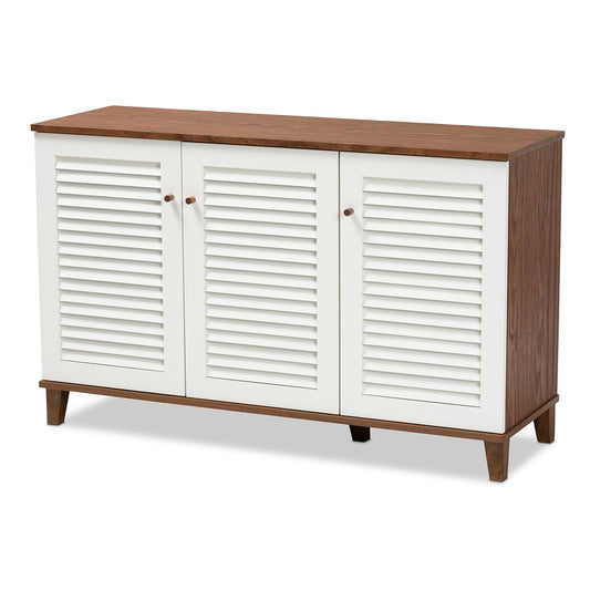 Baxton Studio - Coolidge Shoe Cabinet in White/Walnut - FP-04LV-Walnut/White view 1