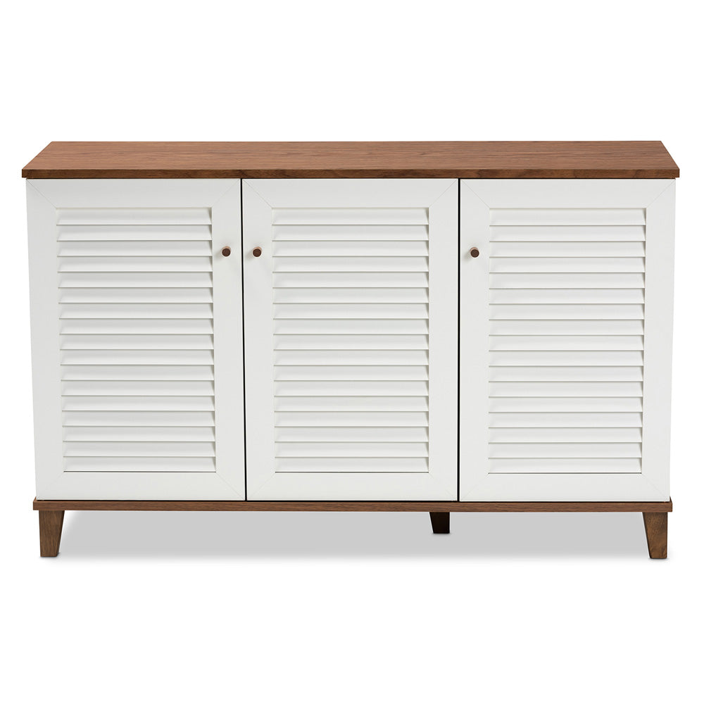Baxton Studio - Coolidge Shoe Cabinet in White/Walnut - FP-04LV-Walnut/White view 3