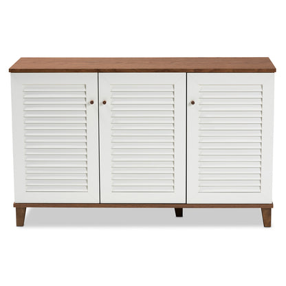 Baxton Studio - Coolidge Shoe Cabinet in White/Walnut - FP-04LV-Walnut/White view 3