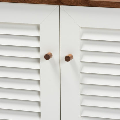 Baxton Studio - Coolidge Shoe Cabinet in White/Walnut - FP-04LV-Walnut/White view 5