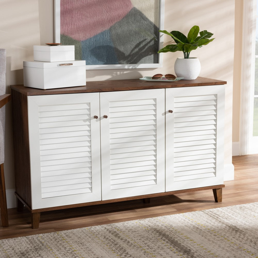 Baxton Studio - Coolidge Shoe Cabinet in White/Walnut - FP-04LV-Walnut/White view 7
