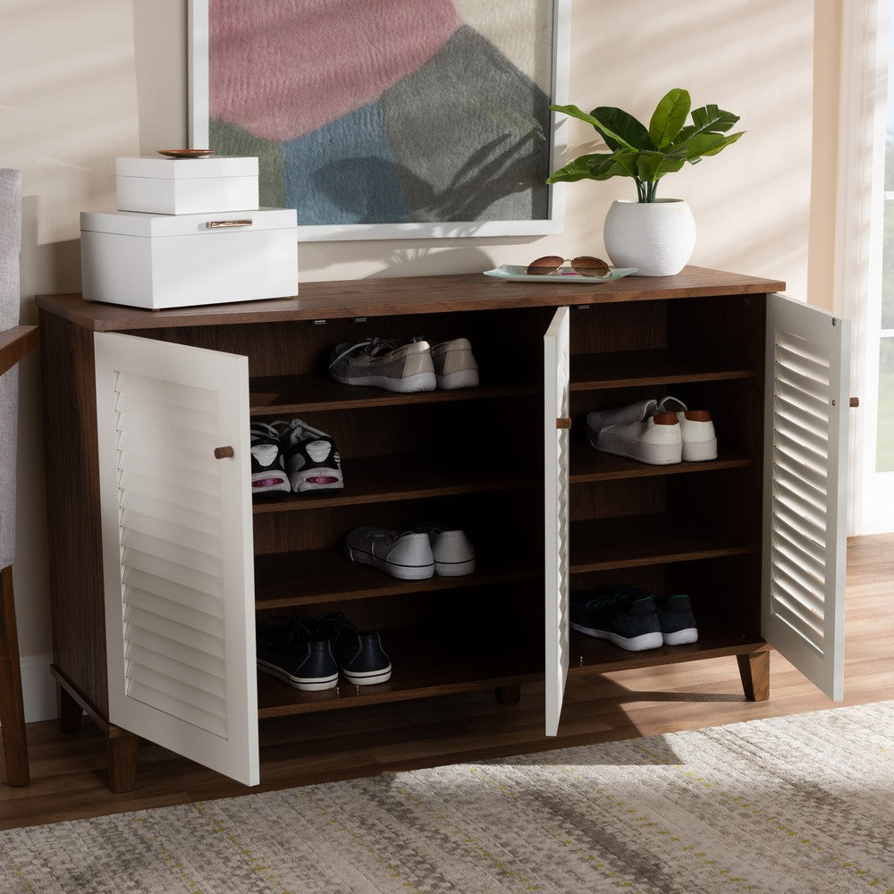 Baxton Studio - Coolidge Shoe Cabinet in White/Walnut - FP-04LV-Walnut/White view 8