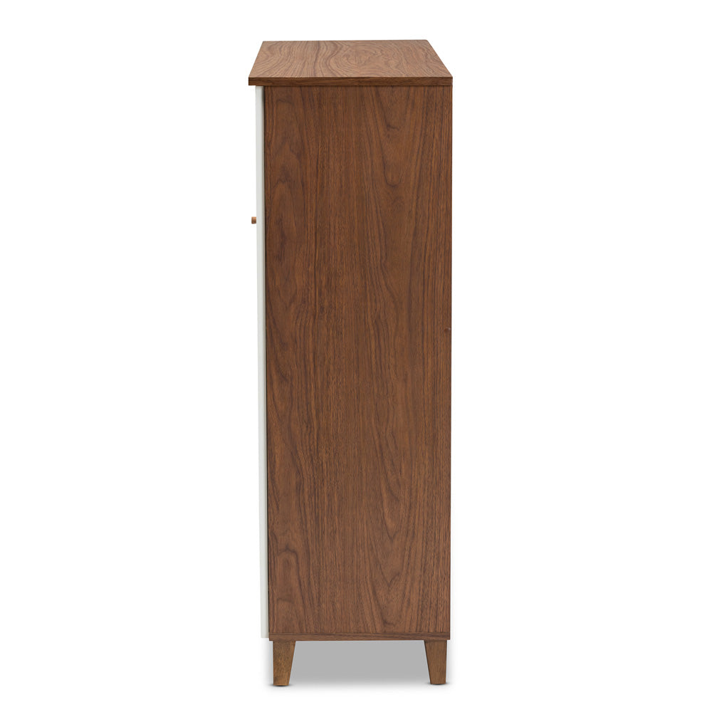 Baxton Studio - Coolidge Shoe Cabinet in White/Walnut - FP-05LV-Walnut/White view 4