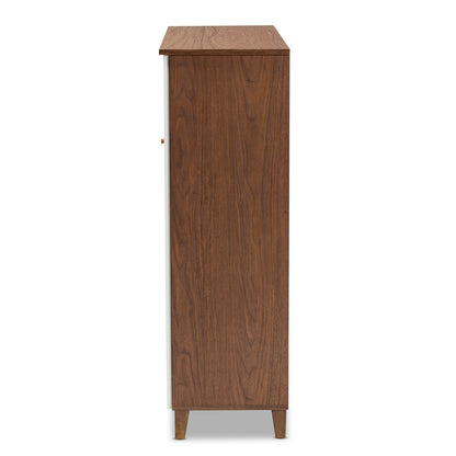 Baxton Studio - Coolidge Shoe Cabinet in White/Walnut - FP-05LV-Walnut/White view 4