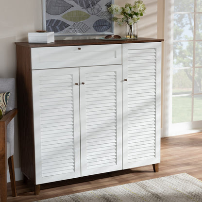 Baxton Studio - Coolidge Shoe Cabinet in White/Walnut - FP-05LV-Walnut/White view 7