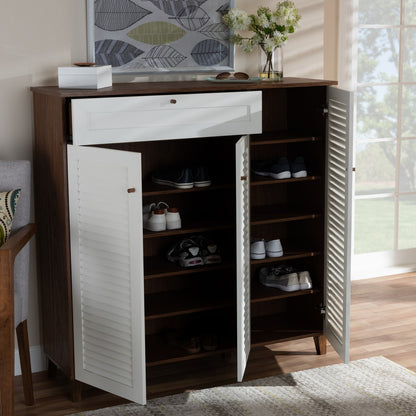 Baxton Studio - Coolidge Shoe Cabinet in White/Walnut - FP-05LV-Walnut/White view 8