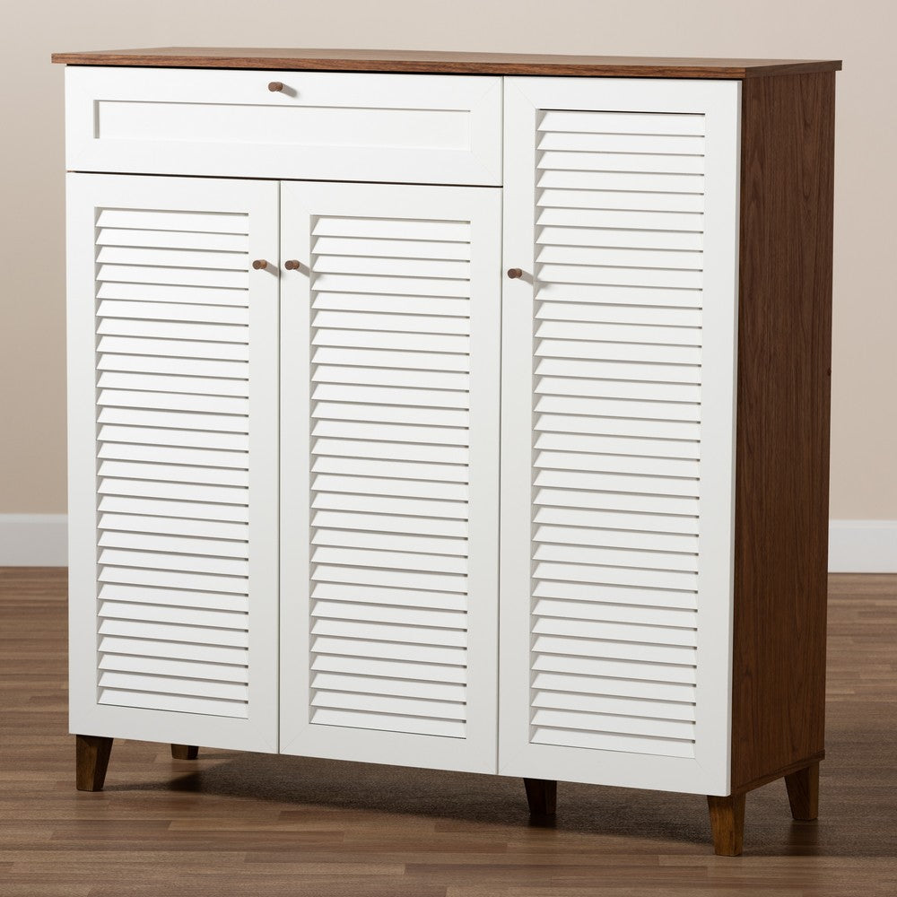 Baxton Studio - Coolidge Shoe Cabinet in White/Walnut - FP-05LV-Walnut/White view 9