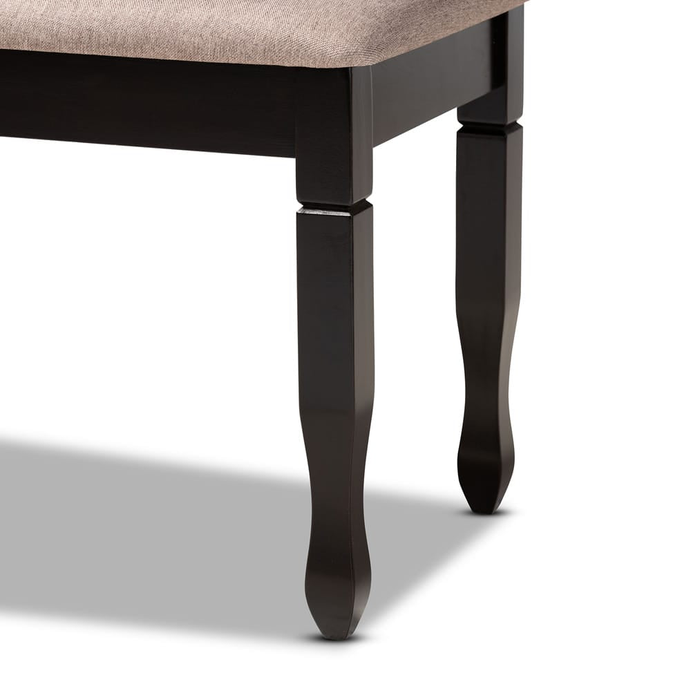 Baxton Studio - Corey Dining Bench in Sand/Dark brown - RH039-Sand/Dark Brown-Dining Bench view 4