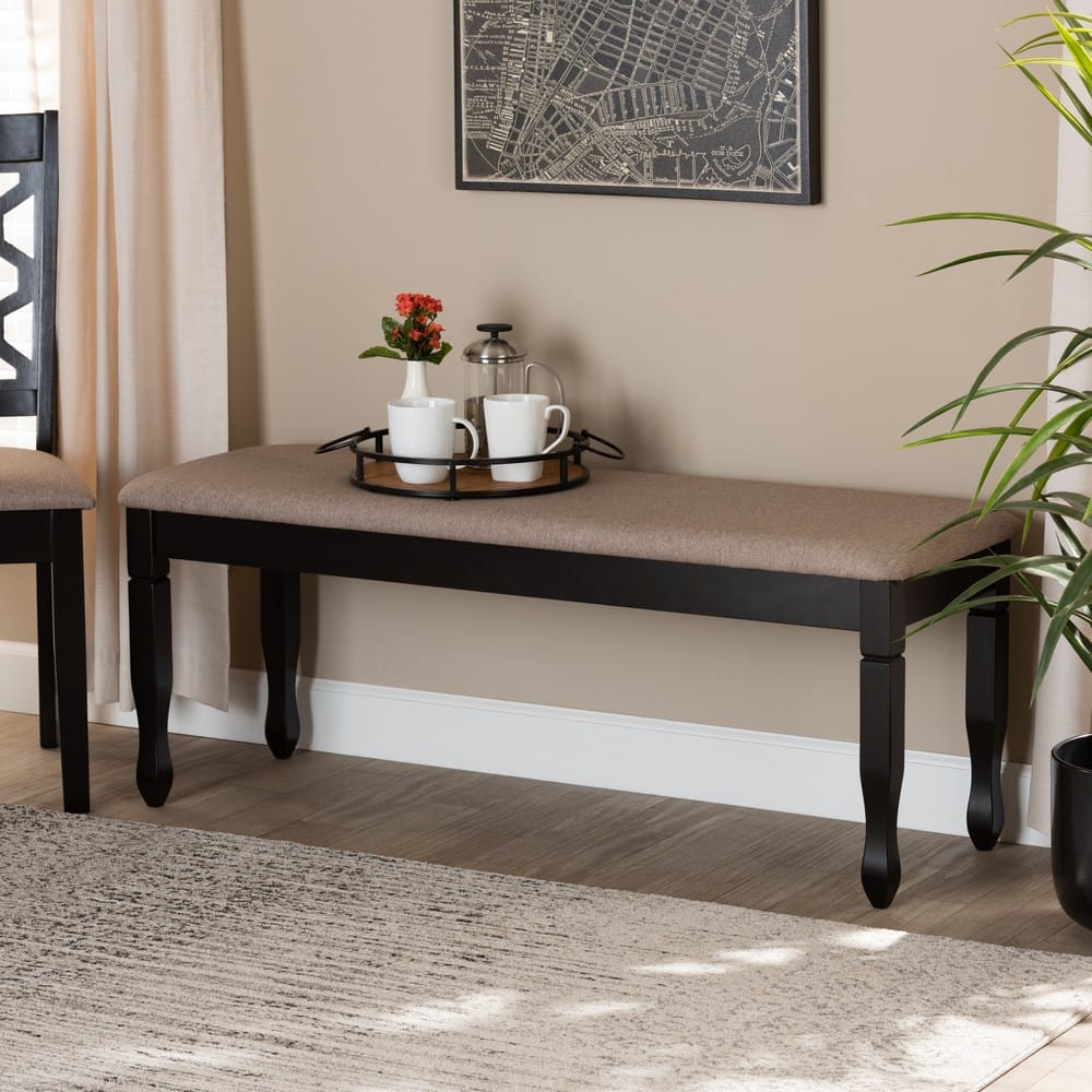 Baxton Studio - Corey Dining Bench in Sand/Dark brown - RH039-Sand/Dark Brown-Dining Bench view 5