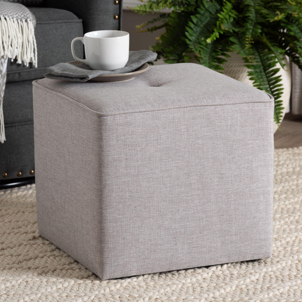 Baxton Studio - Corinne Ottoman in Light Grey - 1709-Light Gray view 6