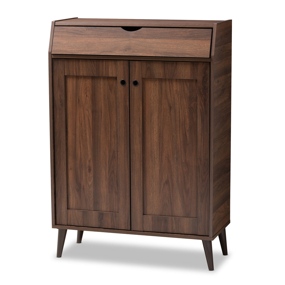 Baxton Studio - Cormier Shoe Cabinet in Walnut - SESC7003-Columbia-Shoe Cabinet view 1