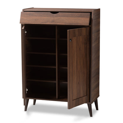 Baxton Studio - Cormier Shoe Cabinet in Walnut - SESC7003-Columbia-Shoe Cabinet view 2