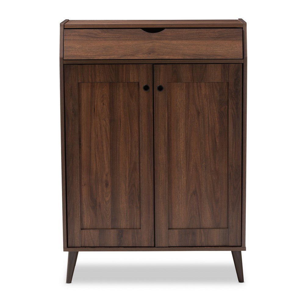 Baxton Studio - Cormier Shoe Cabinet in Walnut - SESC7003-Columbia-Shoe Cabinet view 3