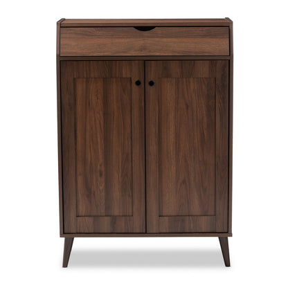 Baxton Studio - Cormier Shoe Cabinet in Walnut - SESC7003-Columbia-Shoe Cabinet view 3