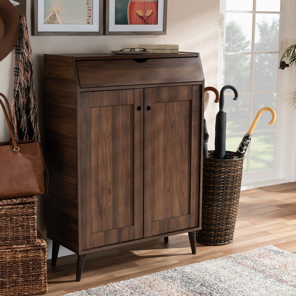Baxton Studio - Cormier Shoe Cabinet in Walnut - SESC7003-Columbia-Shoe Cabinet view 7