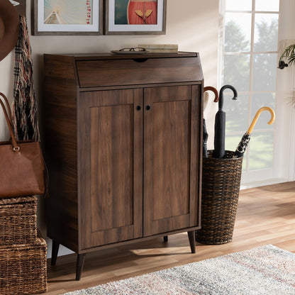 Baxton Studio - Cormier Shoe Cabinet in Walnut - SESC7003-Columbia-Shoe Cabinet view 7
