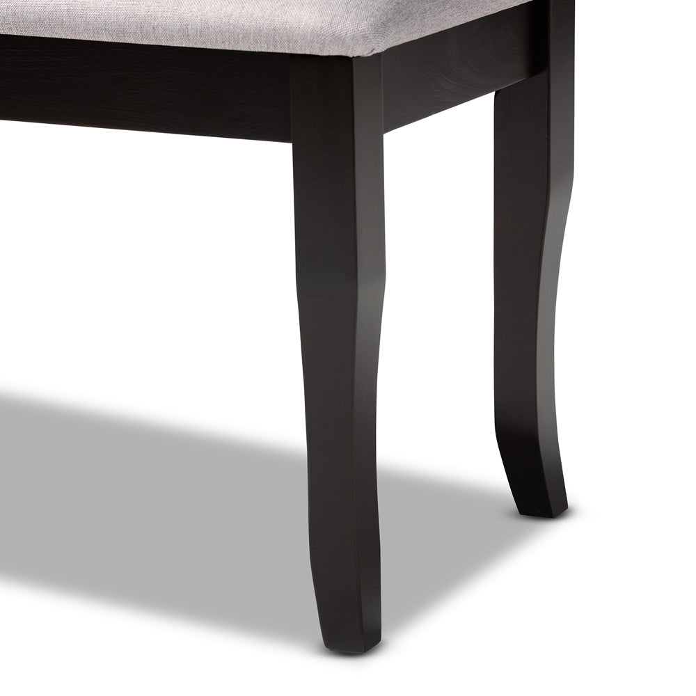 Baxton Studio - Cornelie Dining Bench in Grey/Dark Brown - RH036-Grey/Dark Brown-Dining Bench view 4