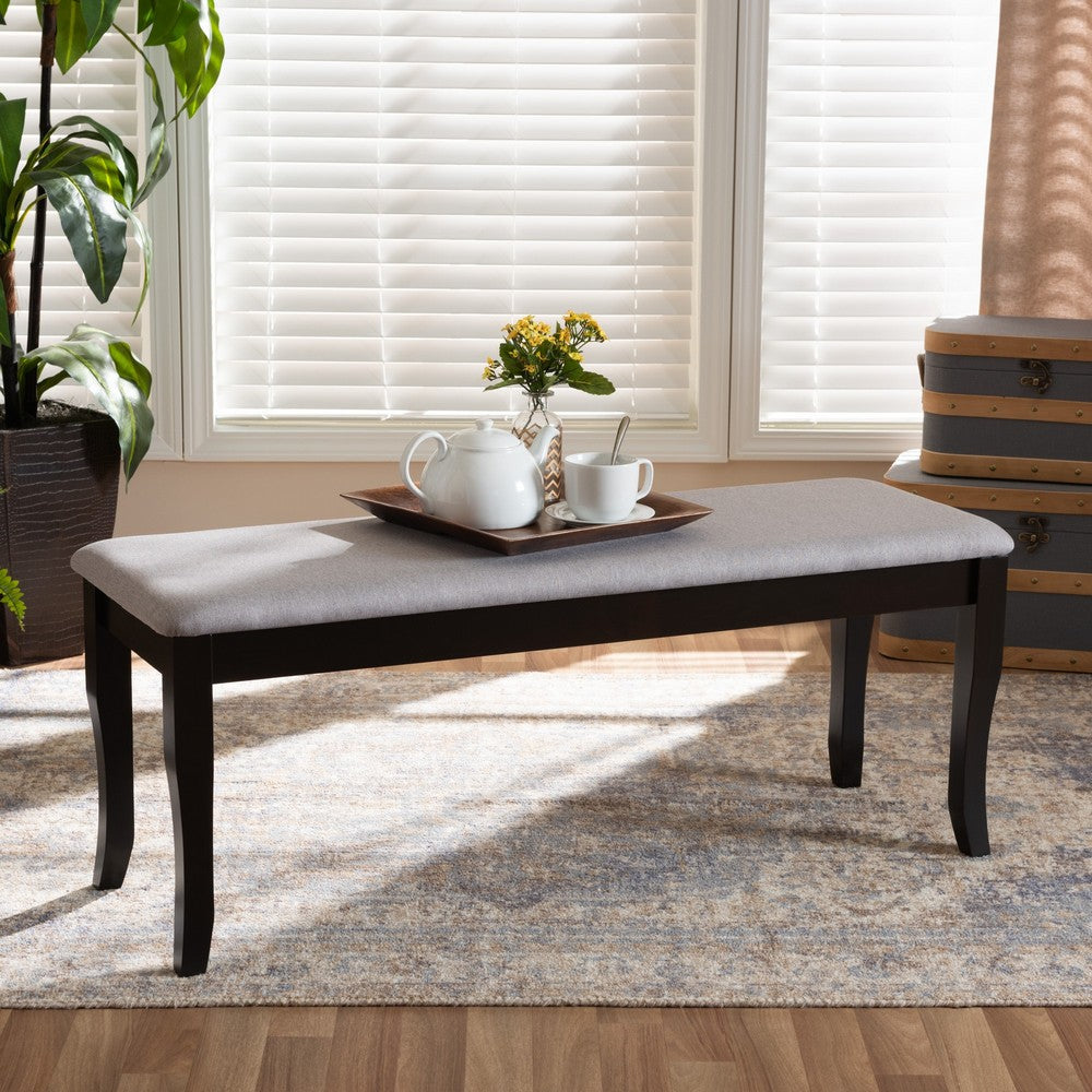 Baxton Studio - Cornelie Dining Bench in Grey/Dark Brown - RH036-Grey/Dark Brown-Dining Bench view 5