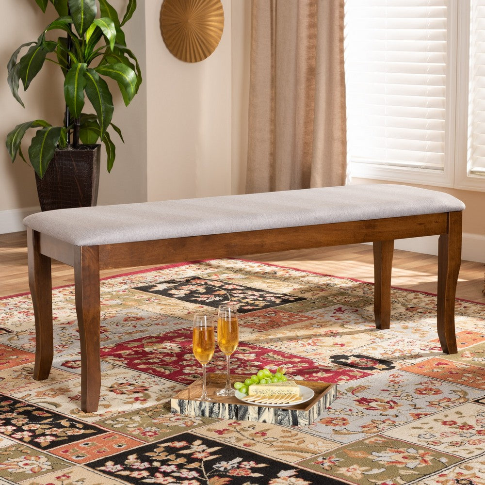 Baxton Studio - Cornelie Dining Bench in Grey/Walnut - RH036-Grey/Walnut-Dining Bench view 5