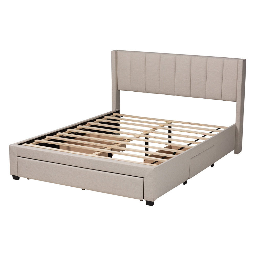 Baxton Studio - Coronado Full Size Bed in Beige - CF 9270-B-Coronado-B-Beige-Full view 4