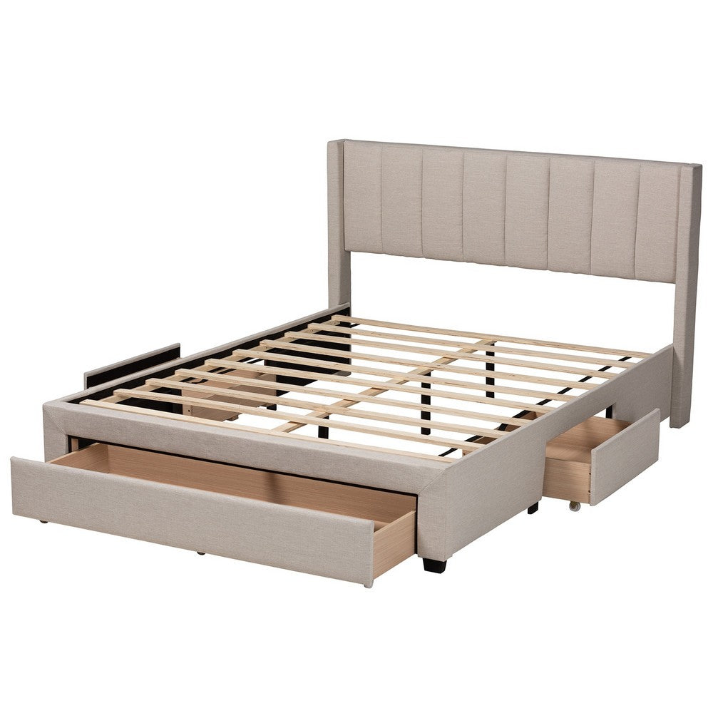Baxton Studio - Coronado Full Size Bed in Beige - CF 9270-B-Coronado-B-Beige-Full view 5
