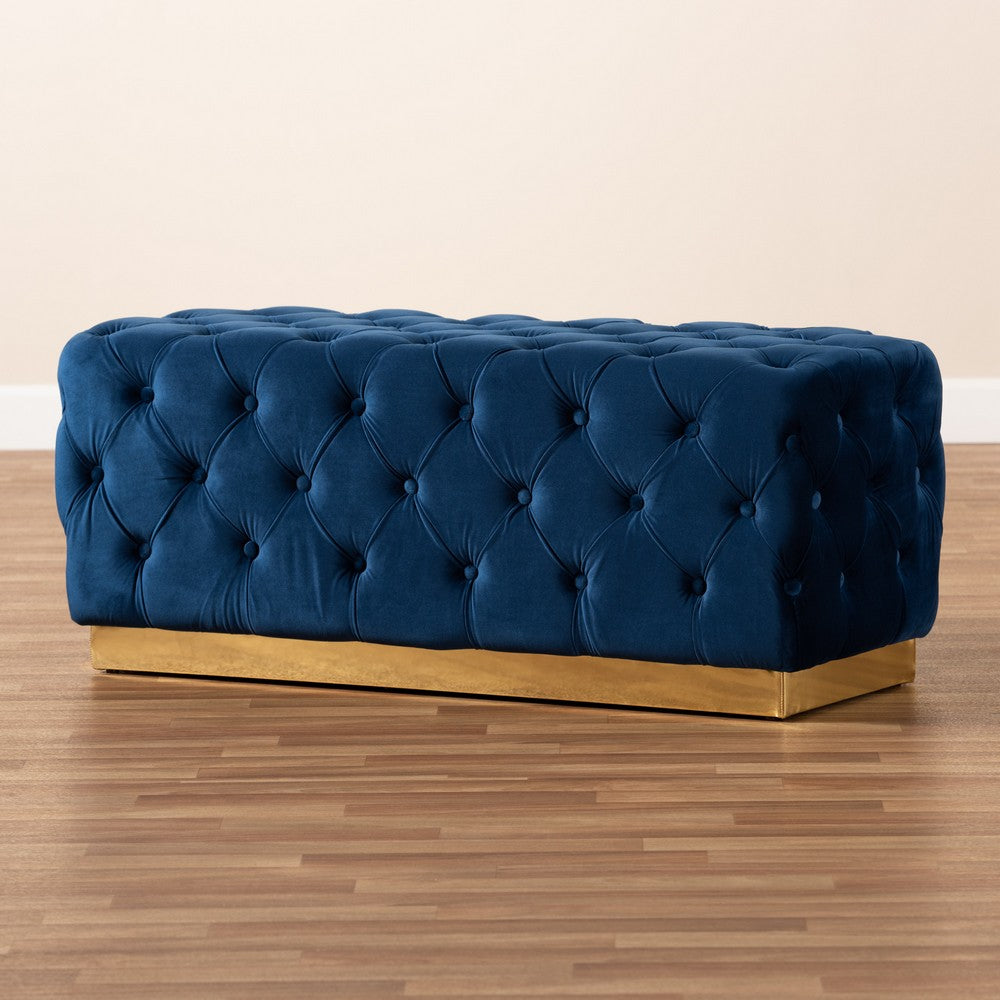 Baxton Studio - Corrine Ottoman in Navy blue/gold - WS-4228-Navy Blue Velvet/Gold-Otto view 6