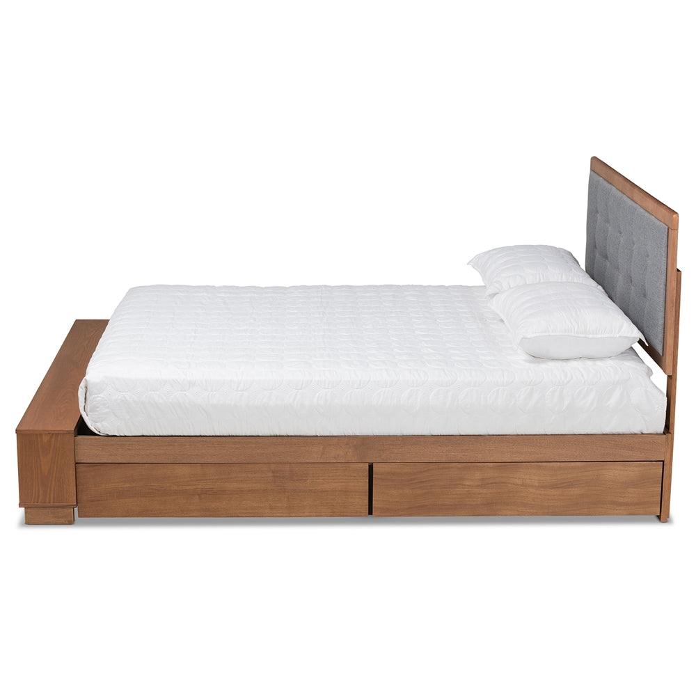 Baxton Studio - Cosma Full Size Bed in Dark Grey/Ash Walnut - Cosma-Dark Grey/Ash Walnut-Full view 3
