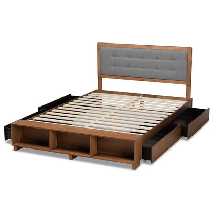 Baxton Studio - Cosma Full Size Bed in Dark Grey/Ash Walnut - Cosma-Dark Grey/Ash Walnut-Full view 5