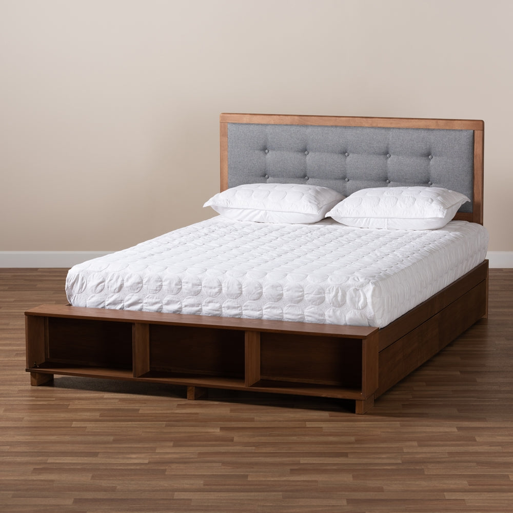 Baxton Studio - Cosma Full Size Bed in Dark Grey/Ash Walnut - Cosma-Dark Grey/Ash Walnut-Full view 9