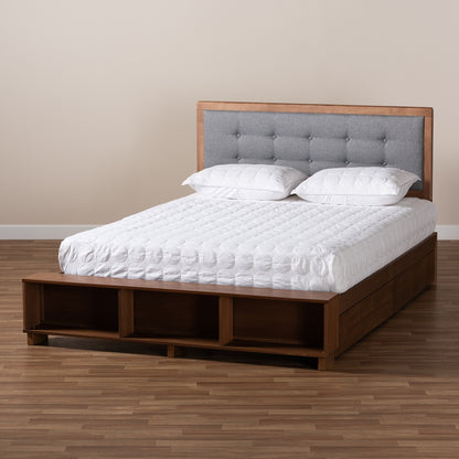 Baxton Studio - Cosma Full Size Bed in Dark Grey/Ash Walnut - Cosma-Dark Grey/Ash Walnut-Full view 9