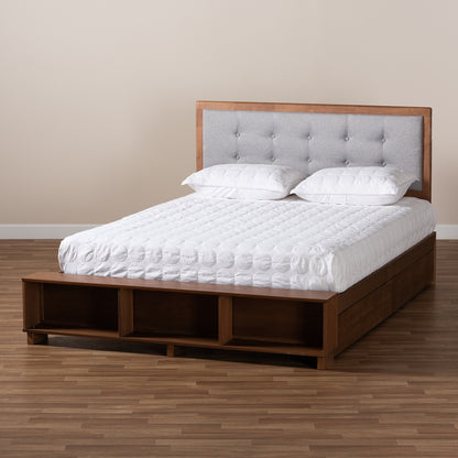 Baxton Studio - Cosma Full Size Bed in Light Grey/Ash Walnut - Cosma-Light Grey/Ash Walnut-Full view 9